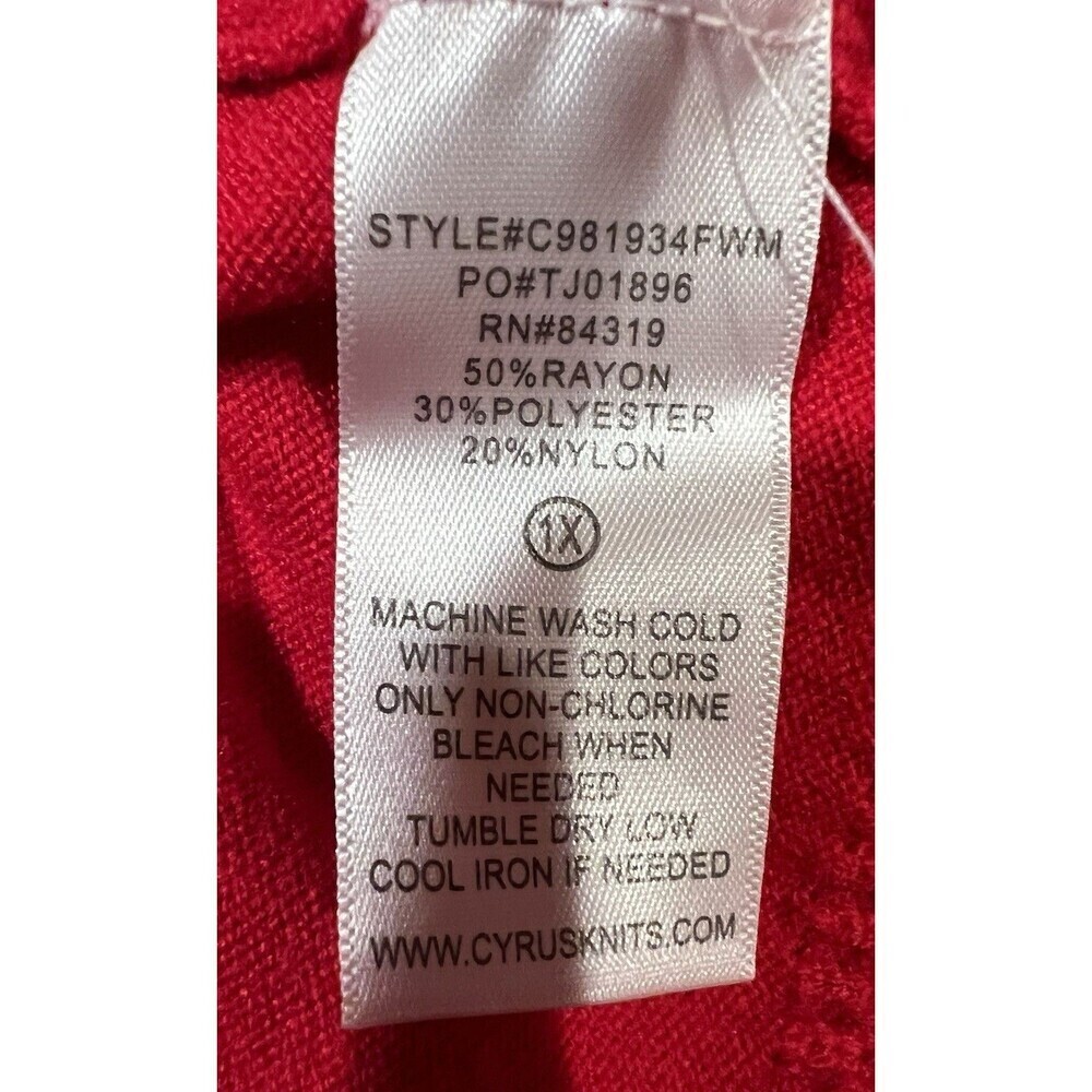 CYRUS Women's PLUS Size 1X Cowl Neck Tunic Sweater Cab Red Waffle Knit - $110 - Picture 8 of 8